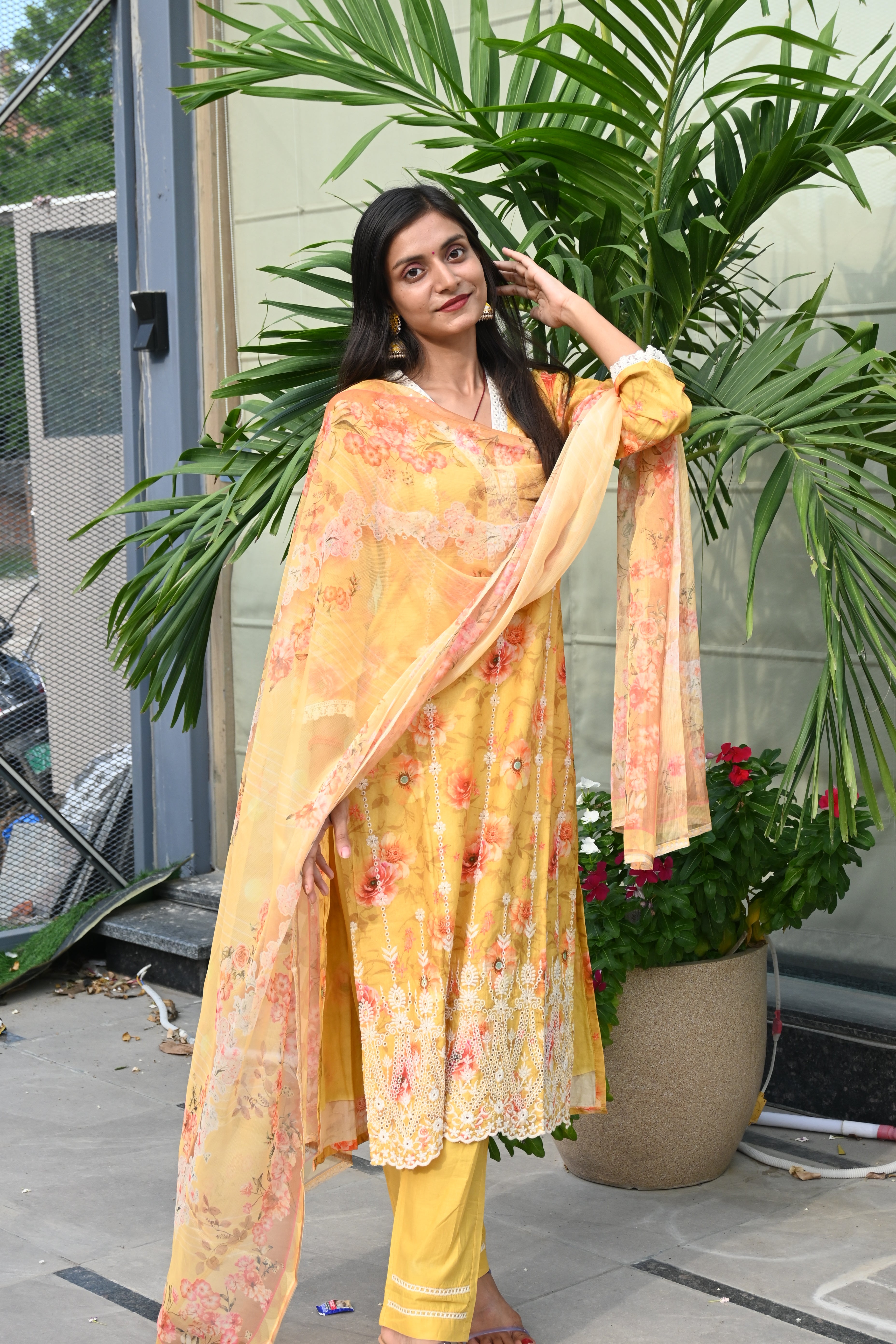 Sunlit Bloom Embroidered Suit Set