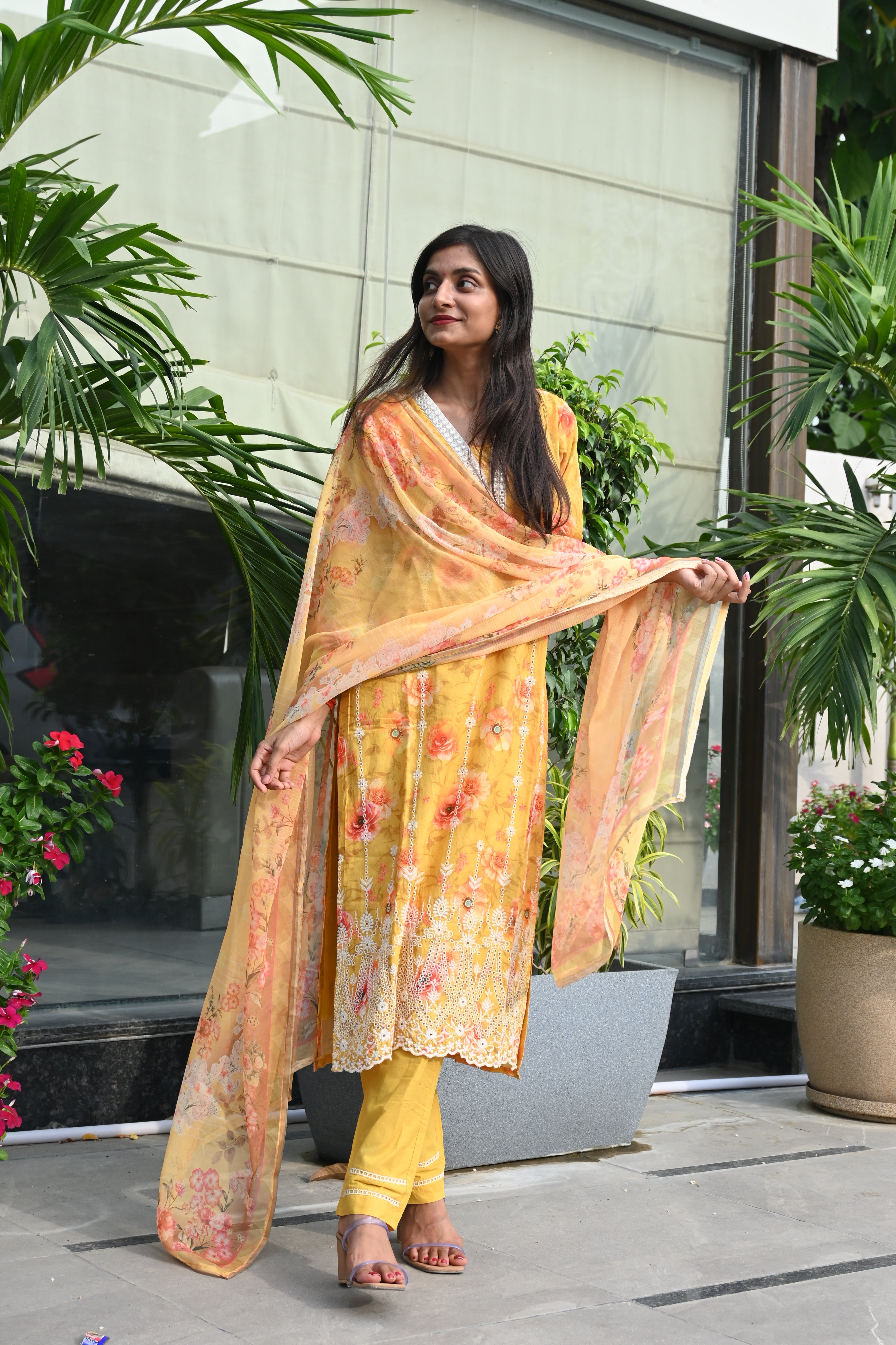 Sunlit Bloom Embroidered Suit Set