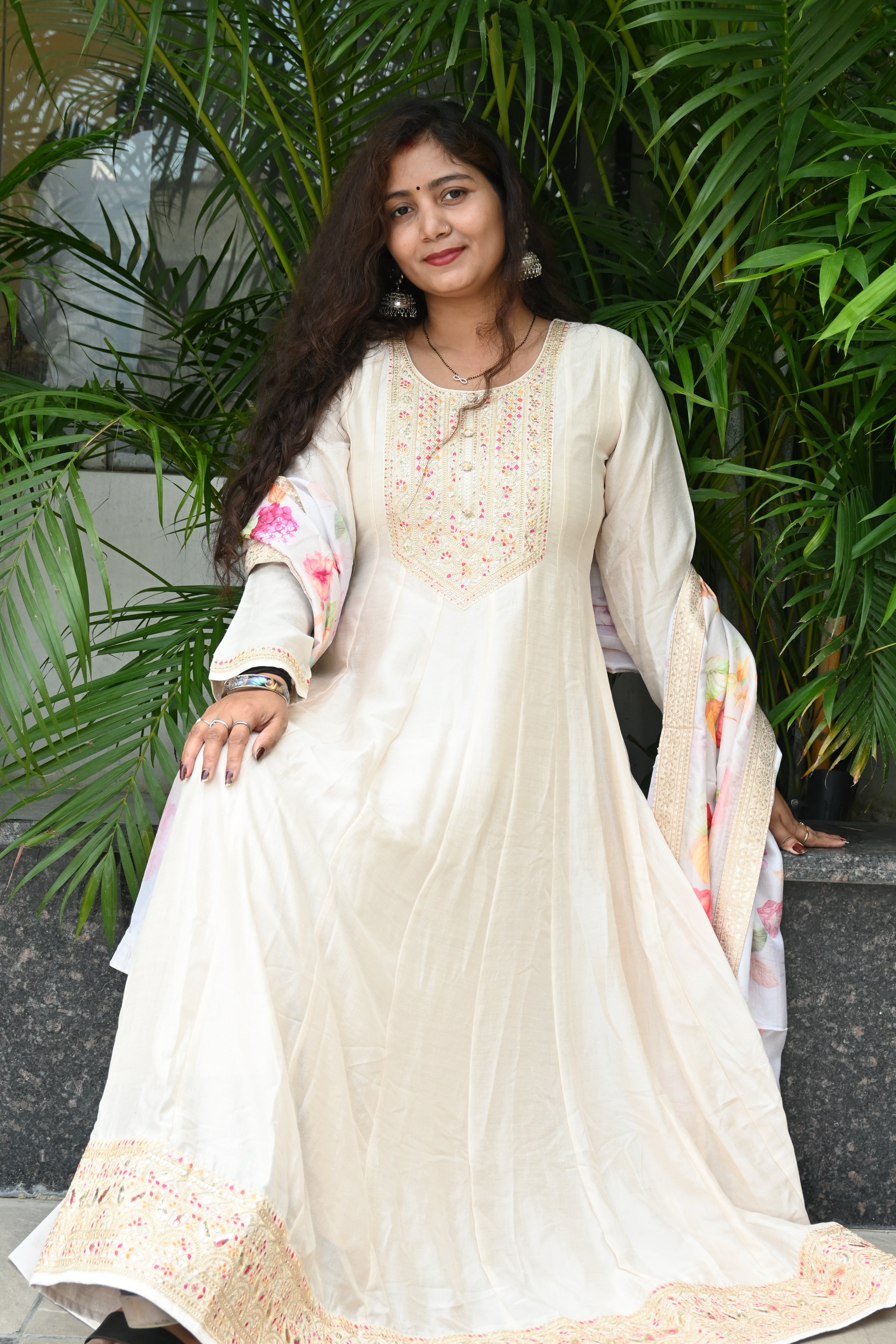 Ivory Elegance Floral Suit Set
