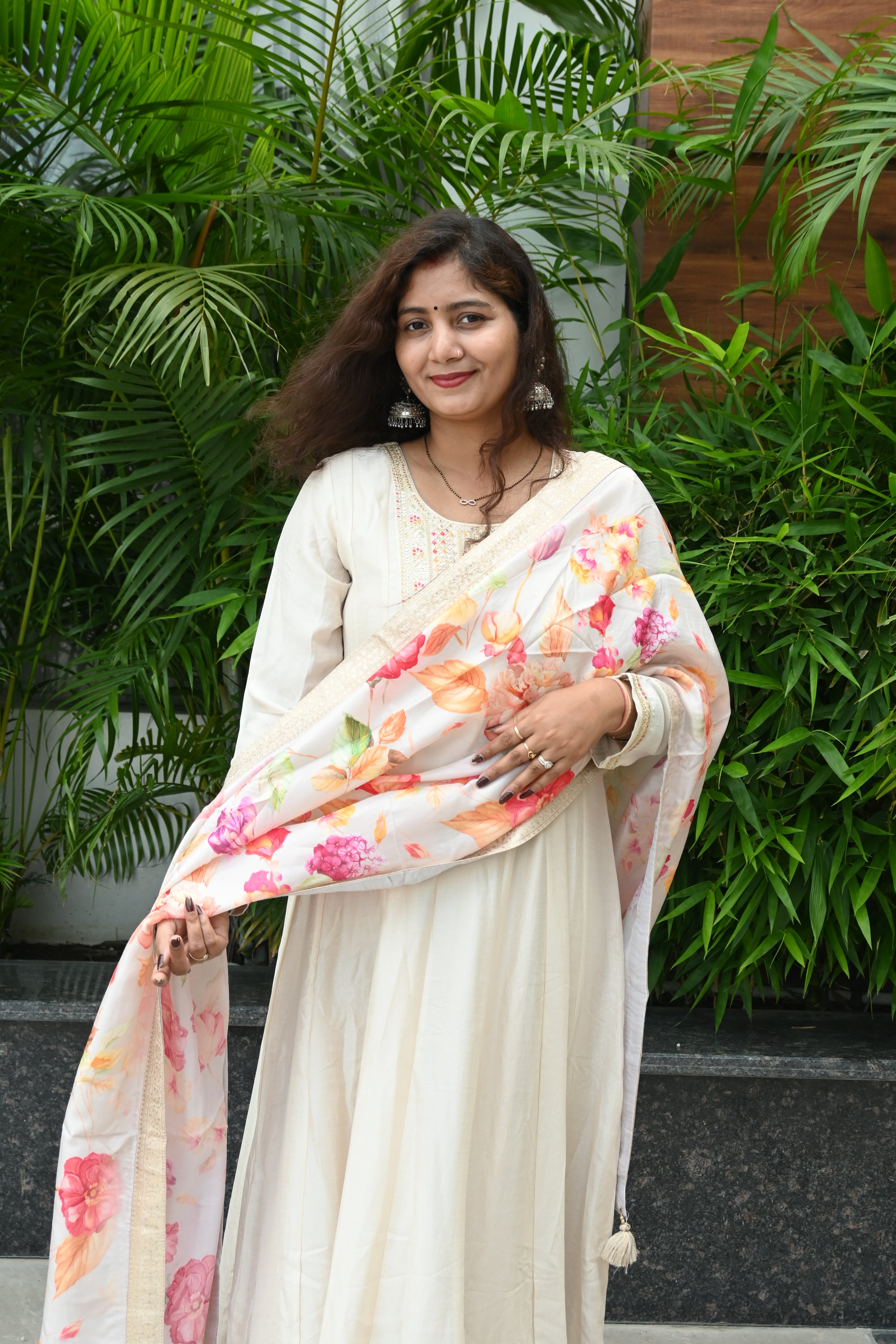 Ivory Elegance Floral Suit Set
