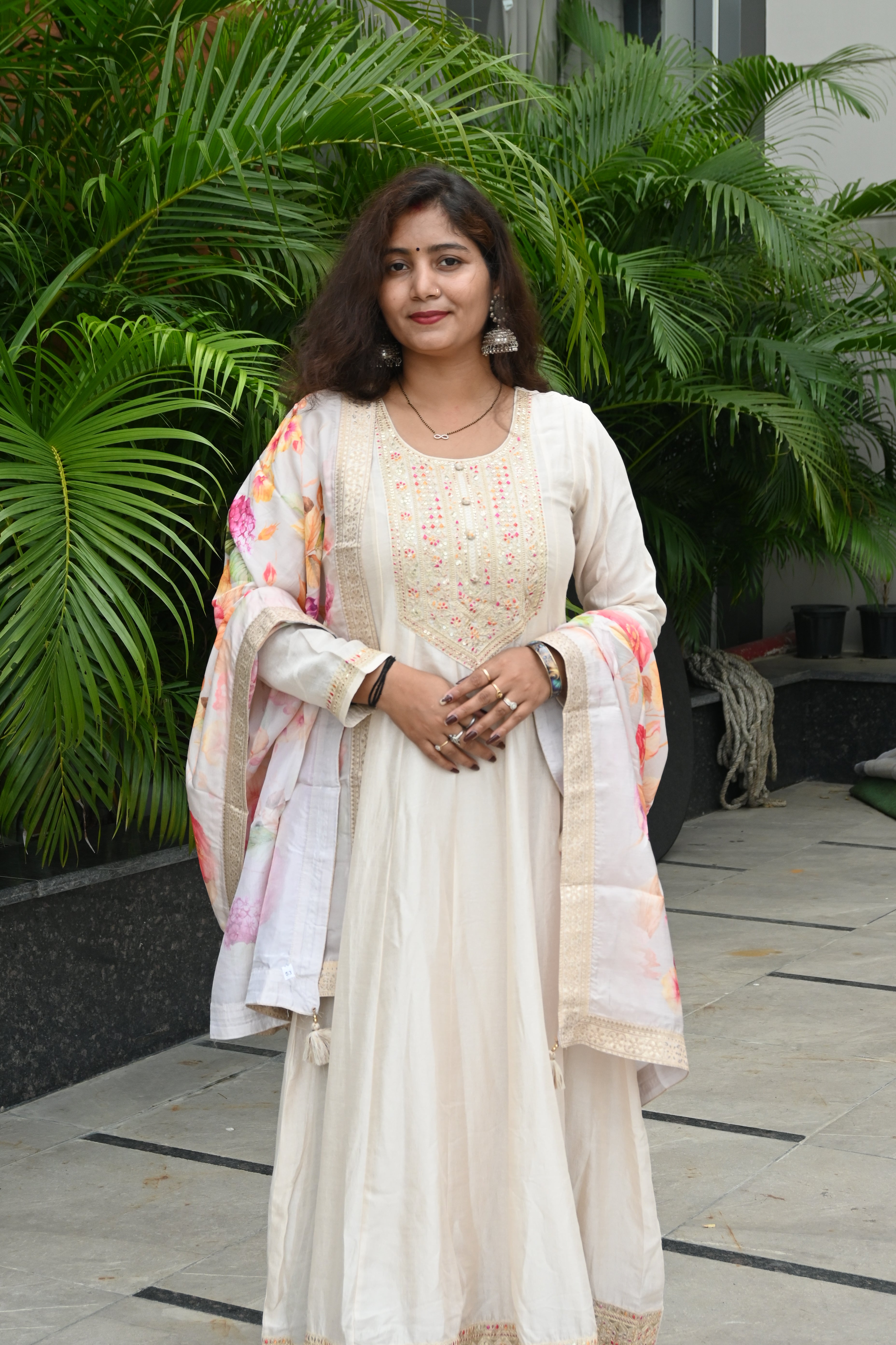 Ivory Elegance Floral Suit Set