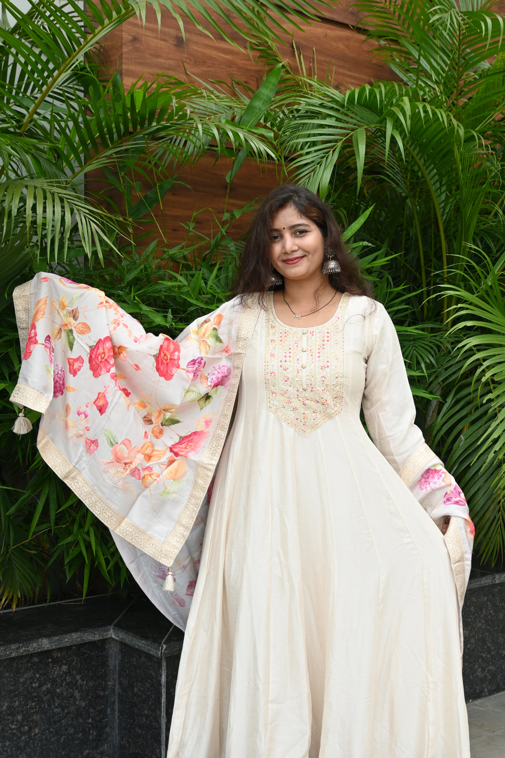 Ivory Elegance Floral Suit Set