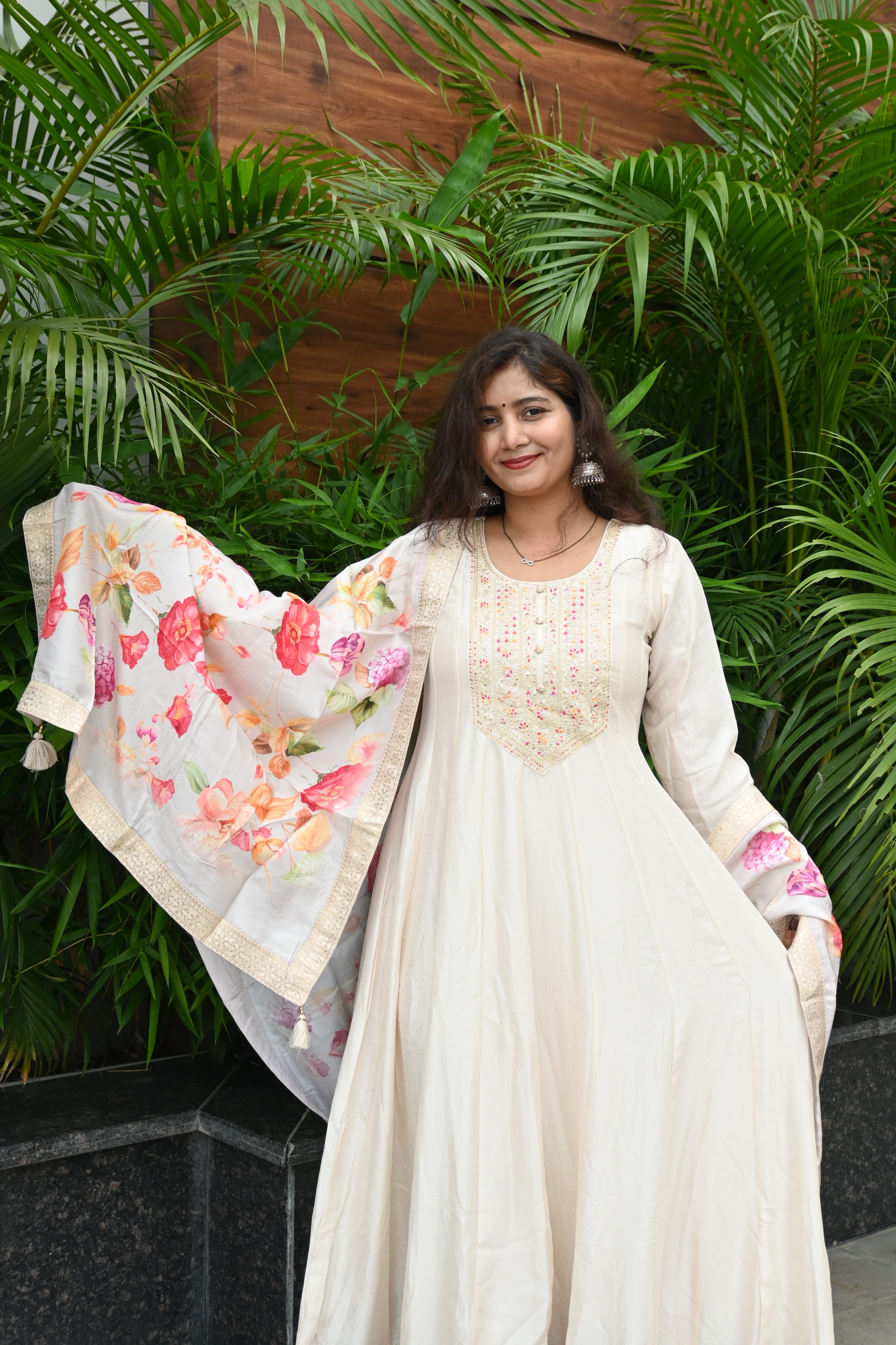 Ivory Elegance Floral Suit Set