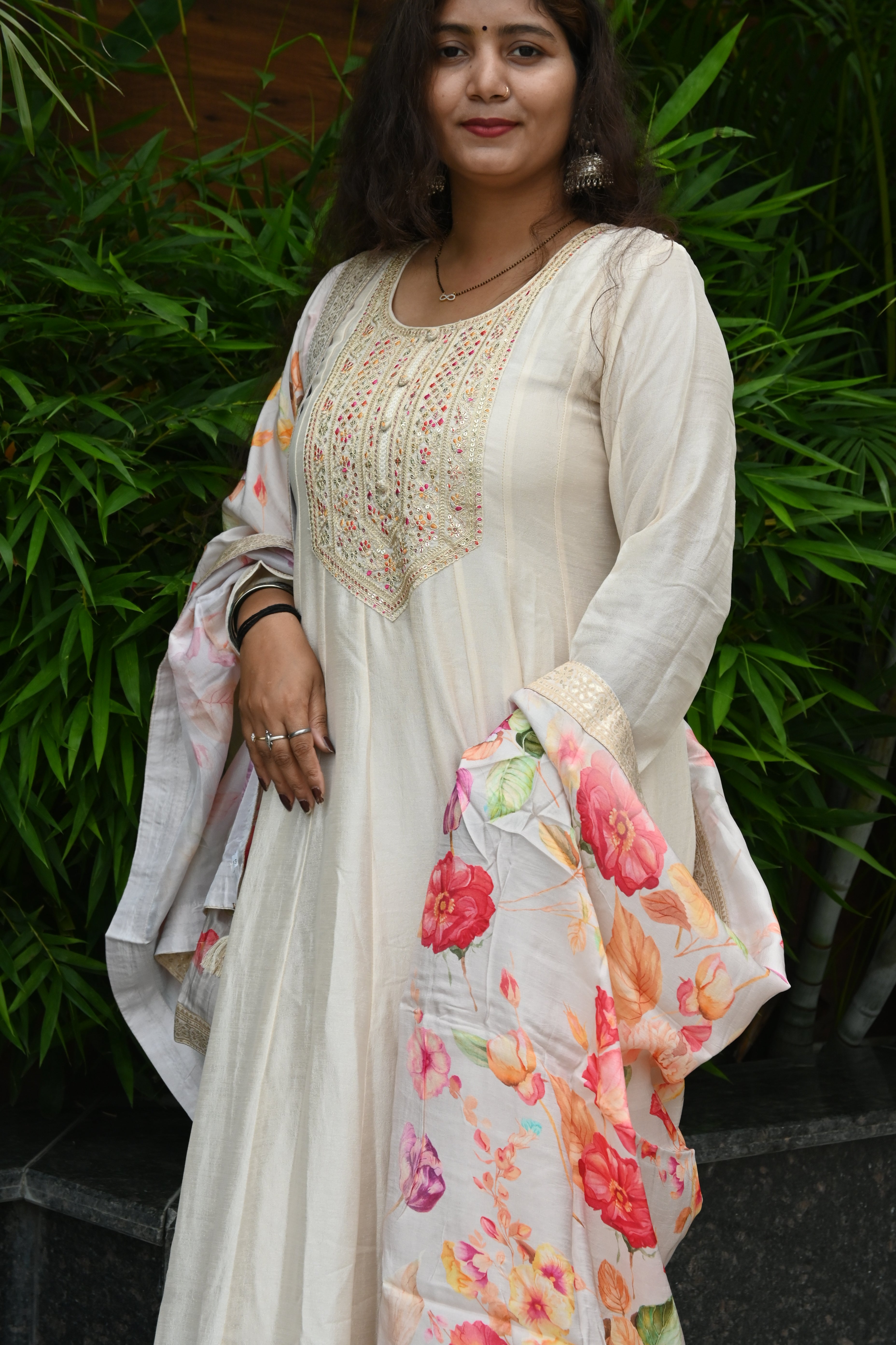 Ivory Elegance Floral Suit Set
