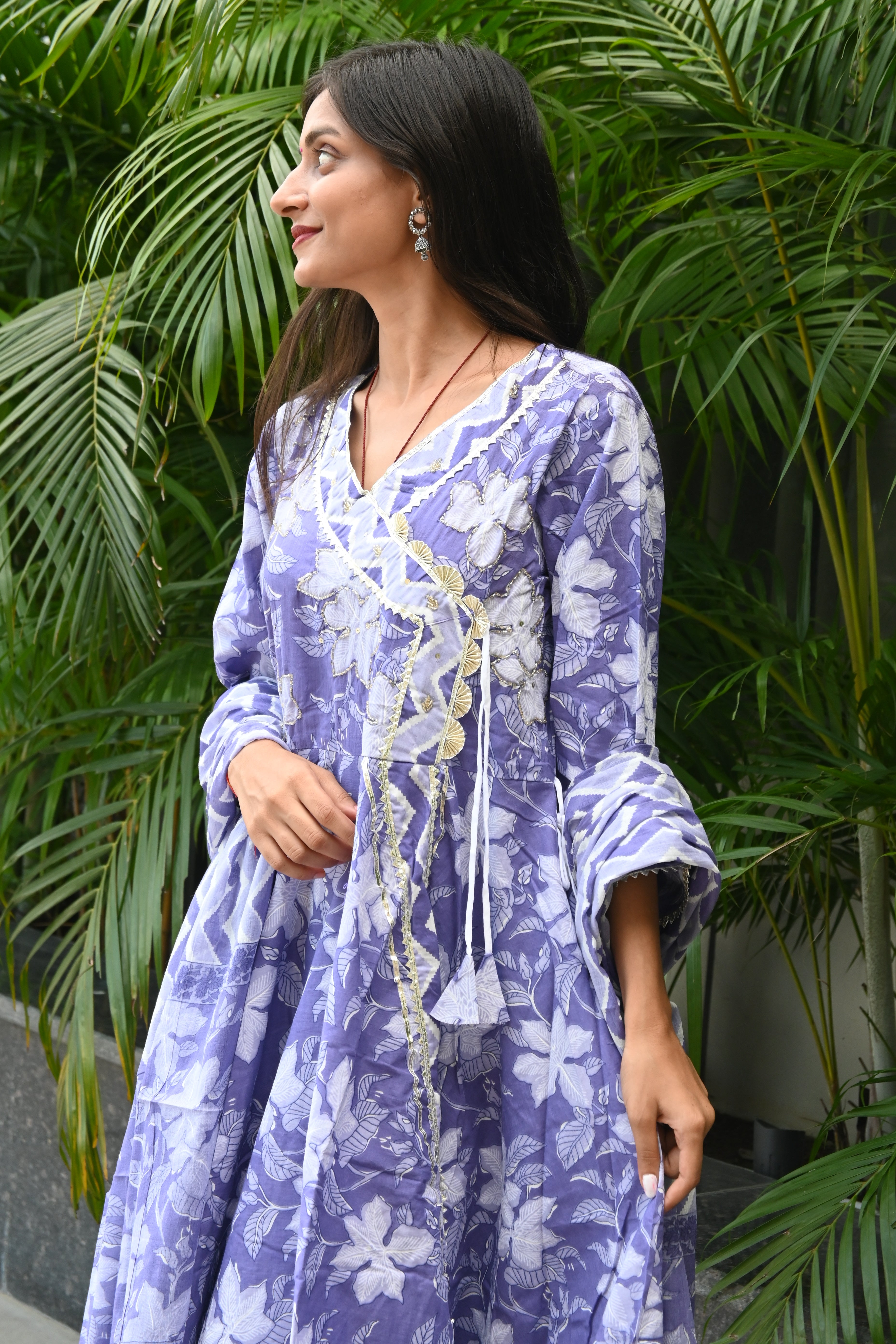 Lavender Grace Floral Anarkali Set