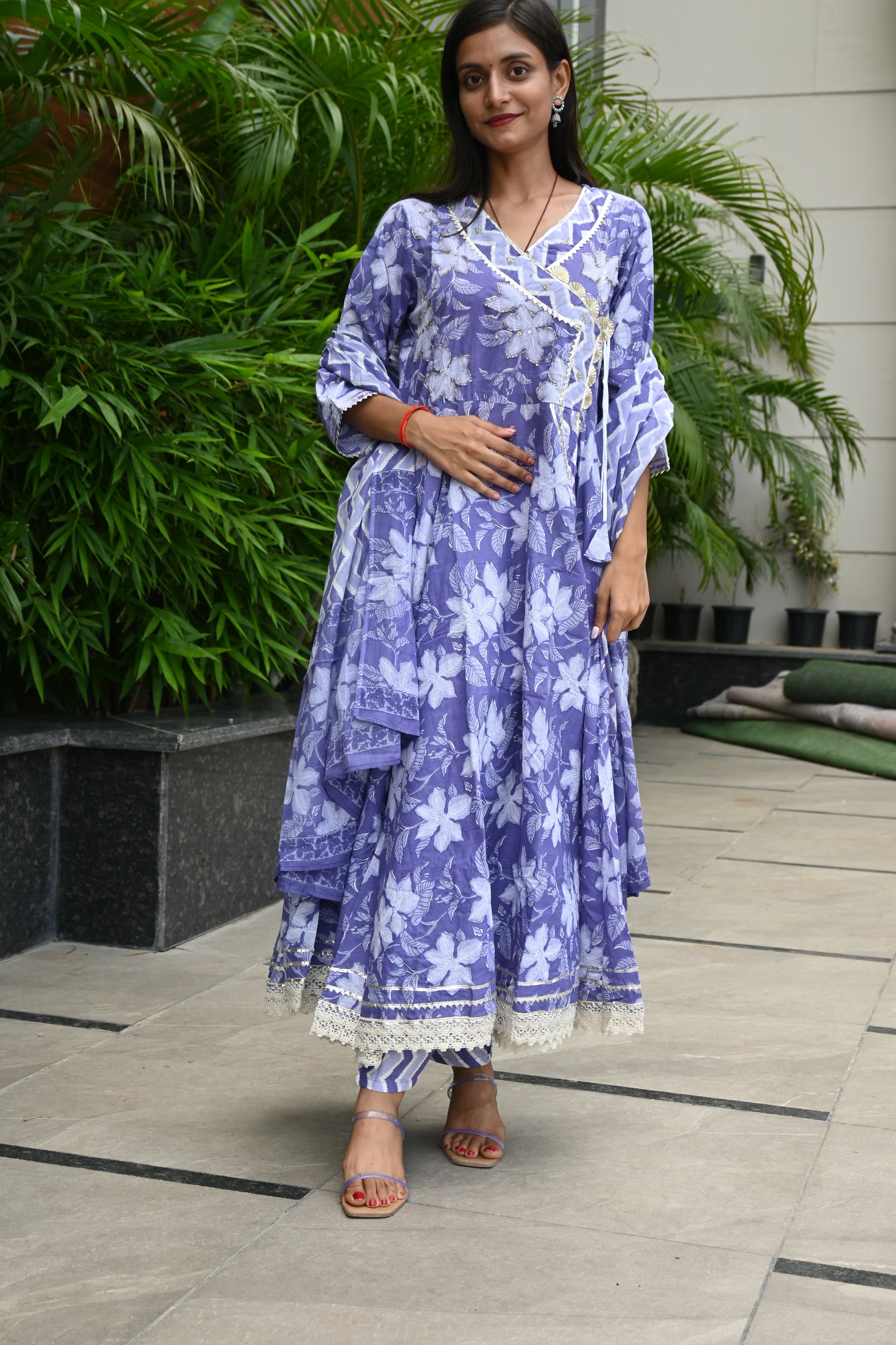 Lavender Grace Floral Anarkali Set