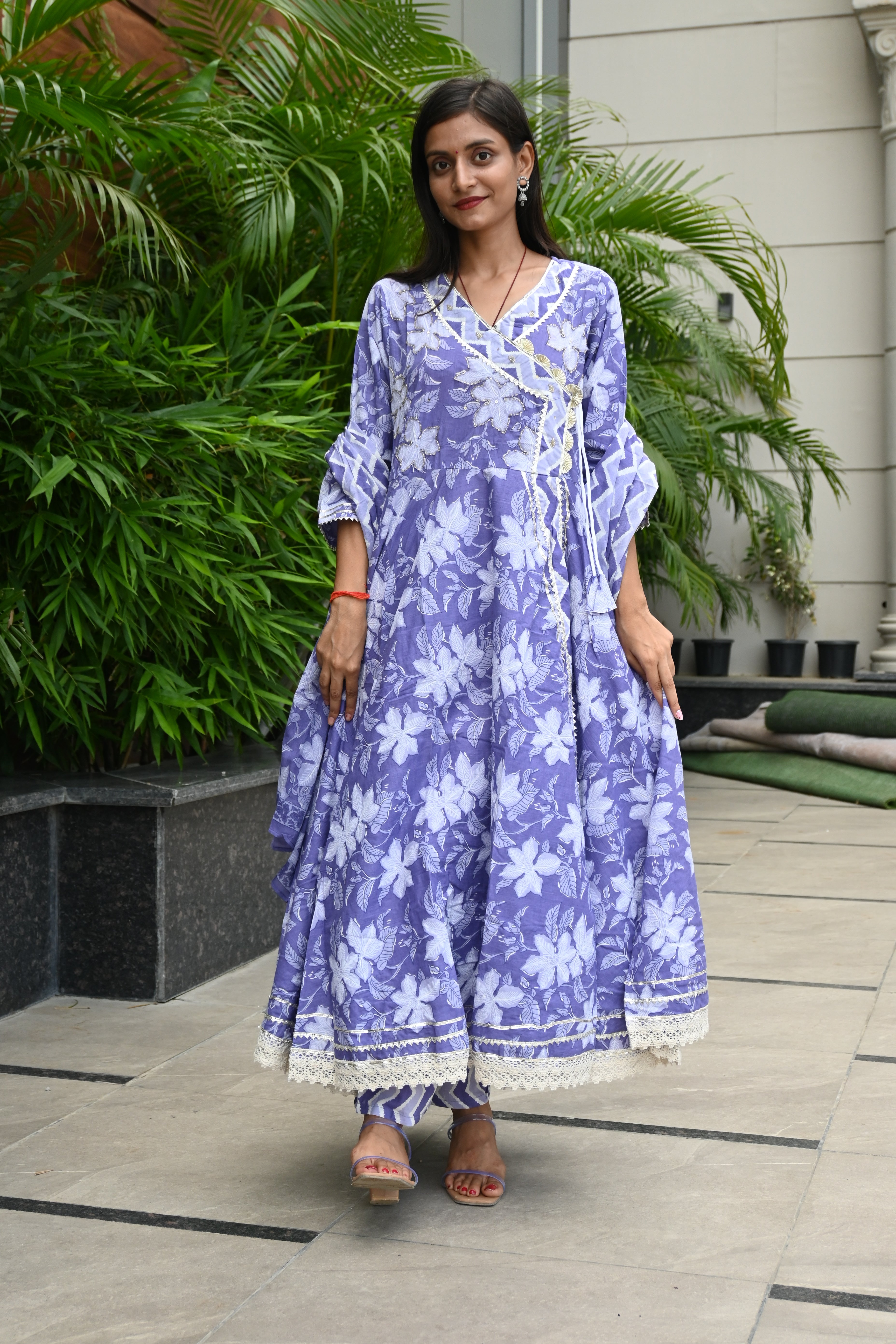 Lavender Grace Floral Anarkali Set