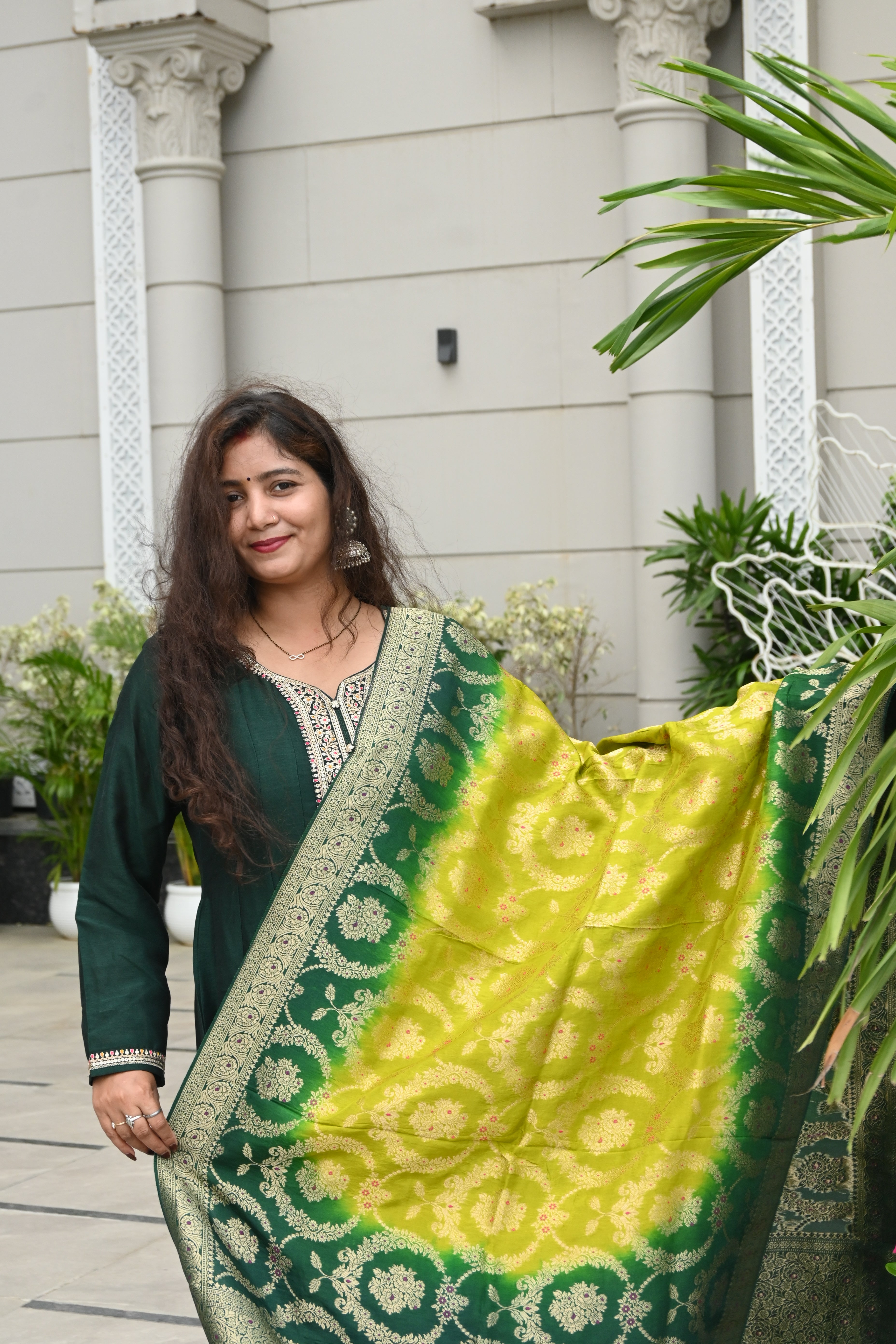 Emerald Elegance Anarkali Suit Set