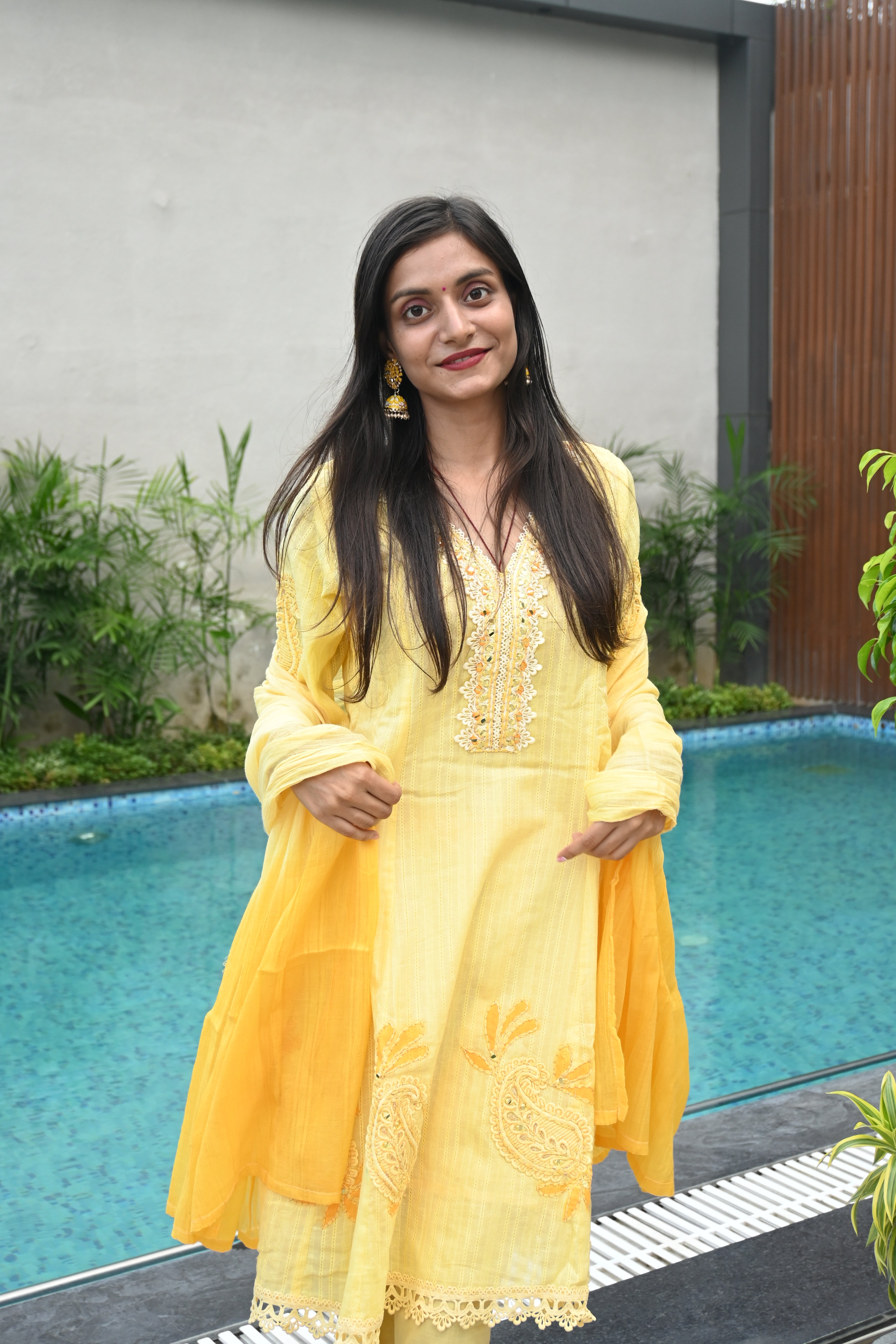 Sunshine Yellow Embroidered Kurti Set with Dupatta
