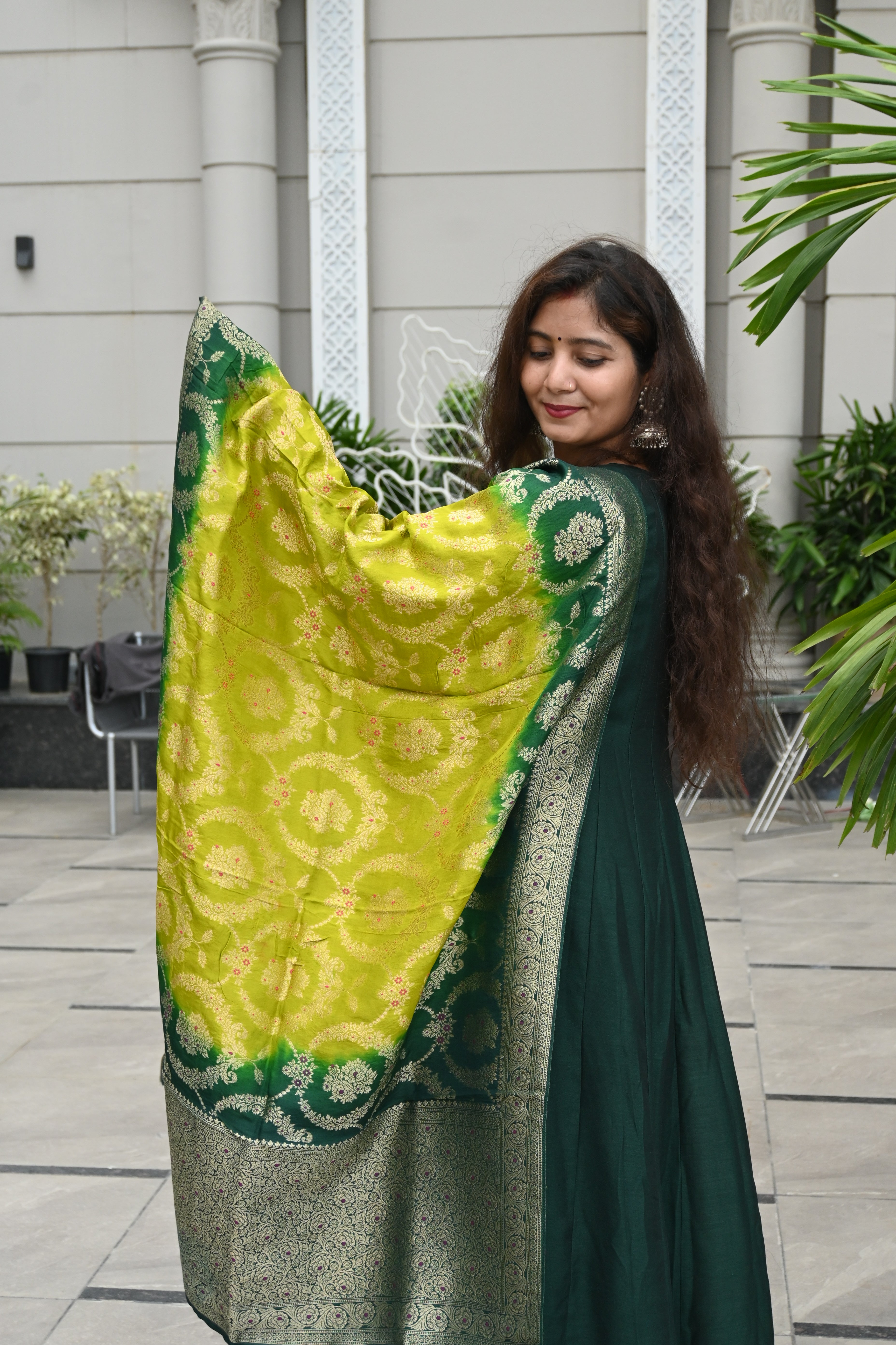 Emerald Elegance Anarkali Suit Set