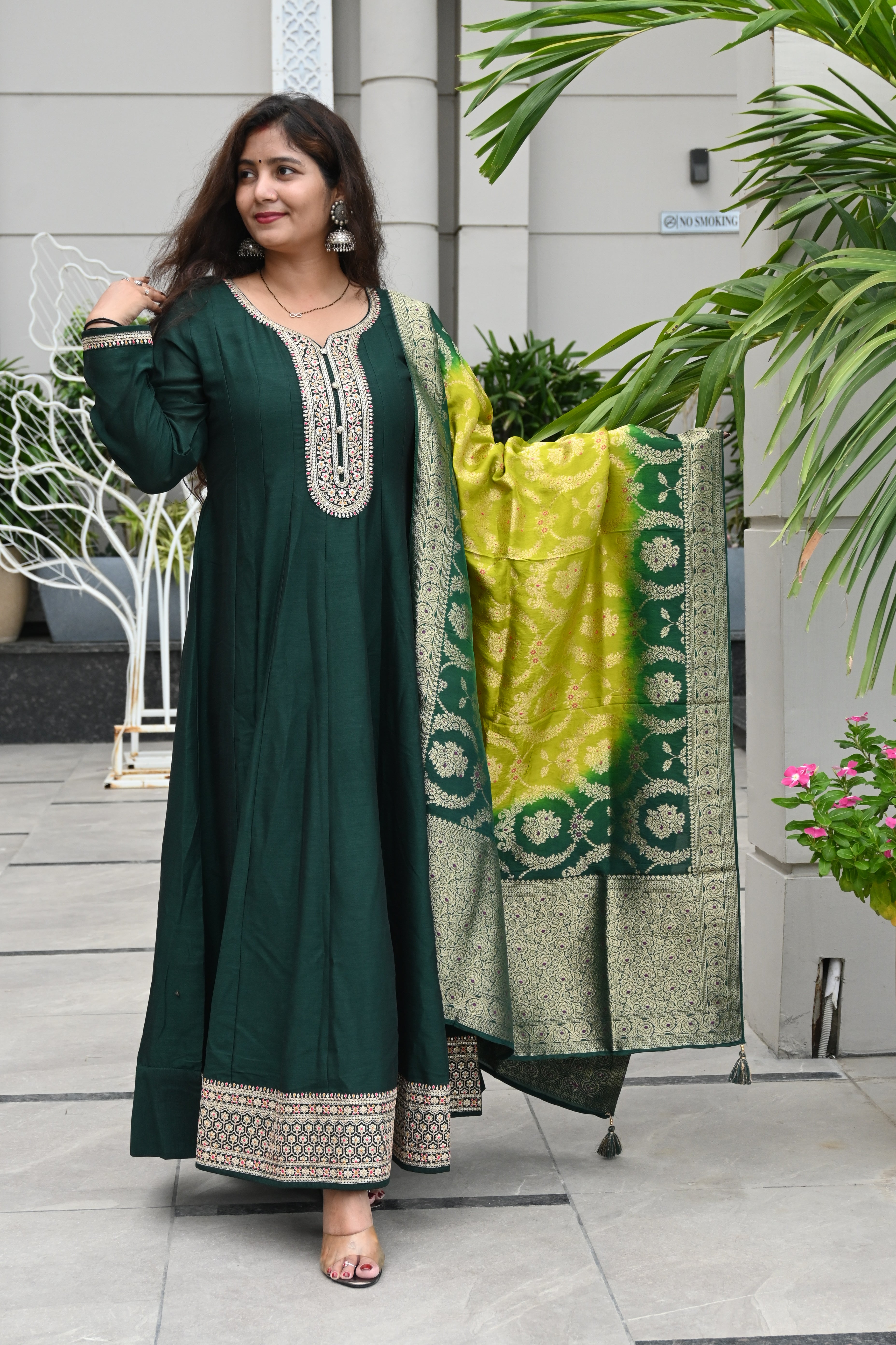 Emerald Elegance Anarkali Suit Set