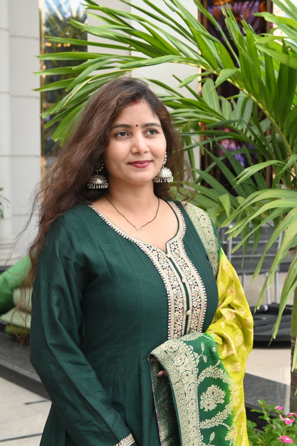Emerald Elegance Anarkali Suit Set