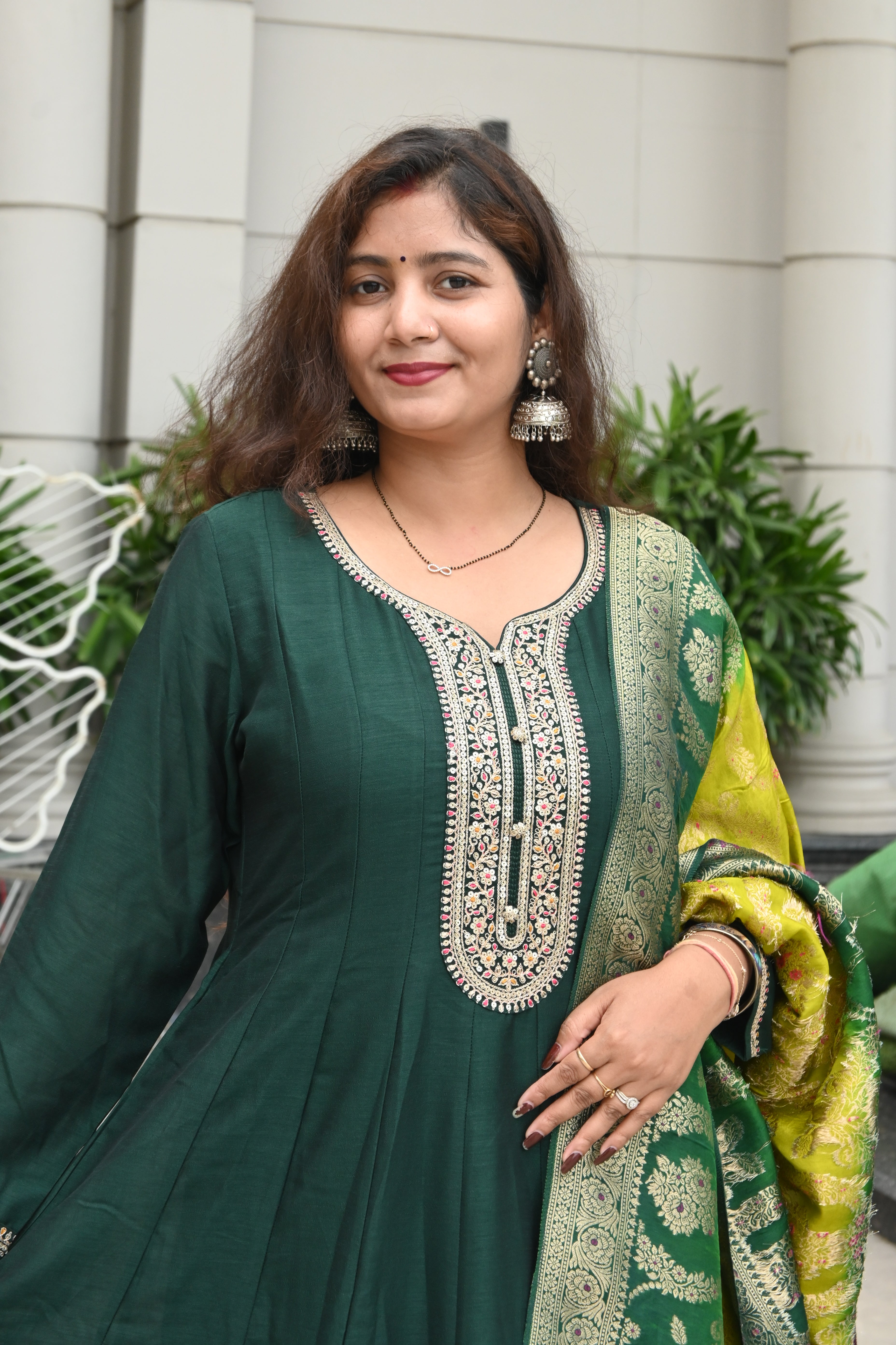 Emerald Elegance Anarkali Suit Set