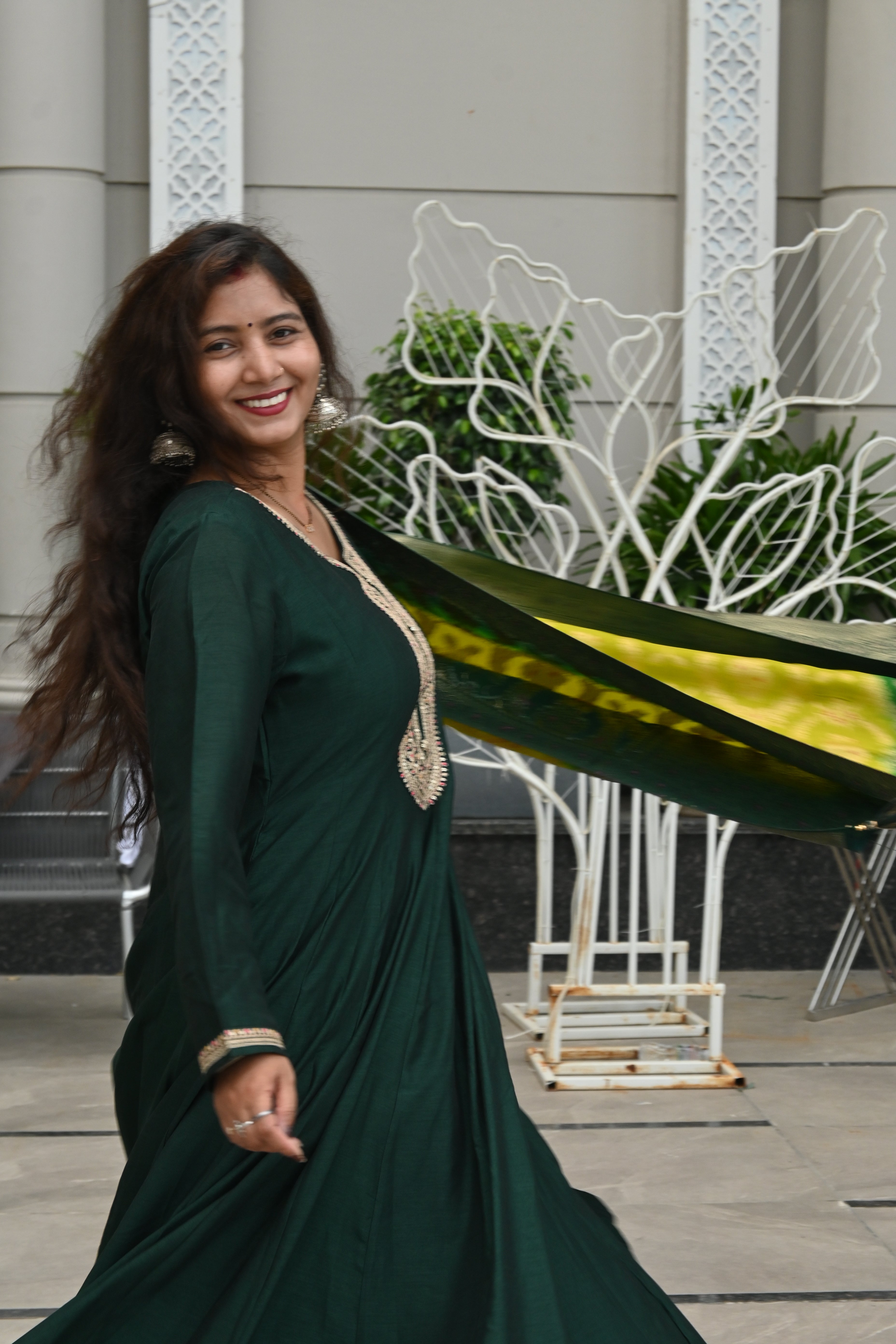 Emerald Elegance Anarkali Suit Set