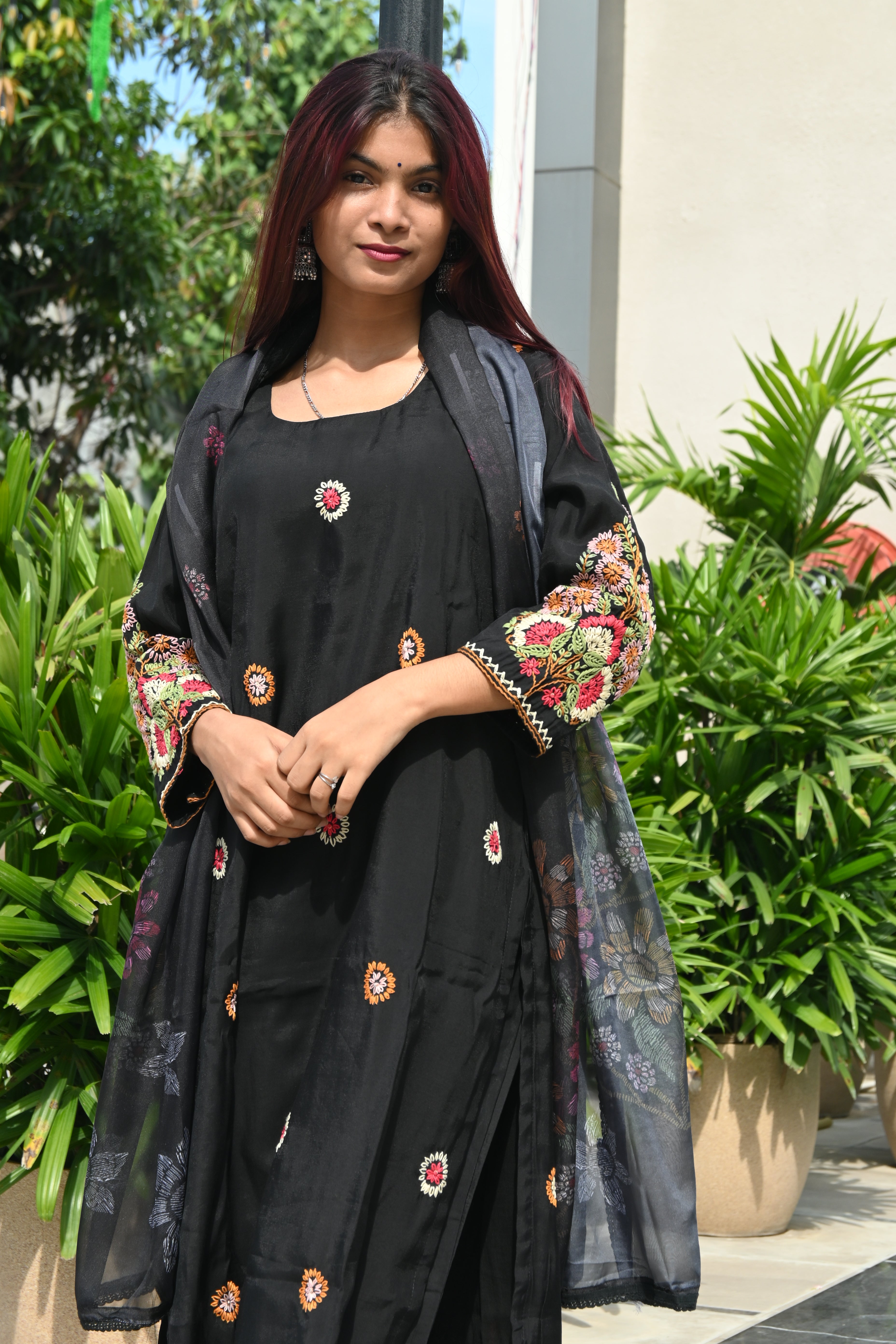 Noir Bloom Embroidered Kurta Set