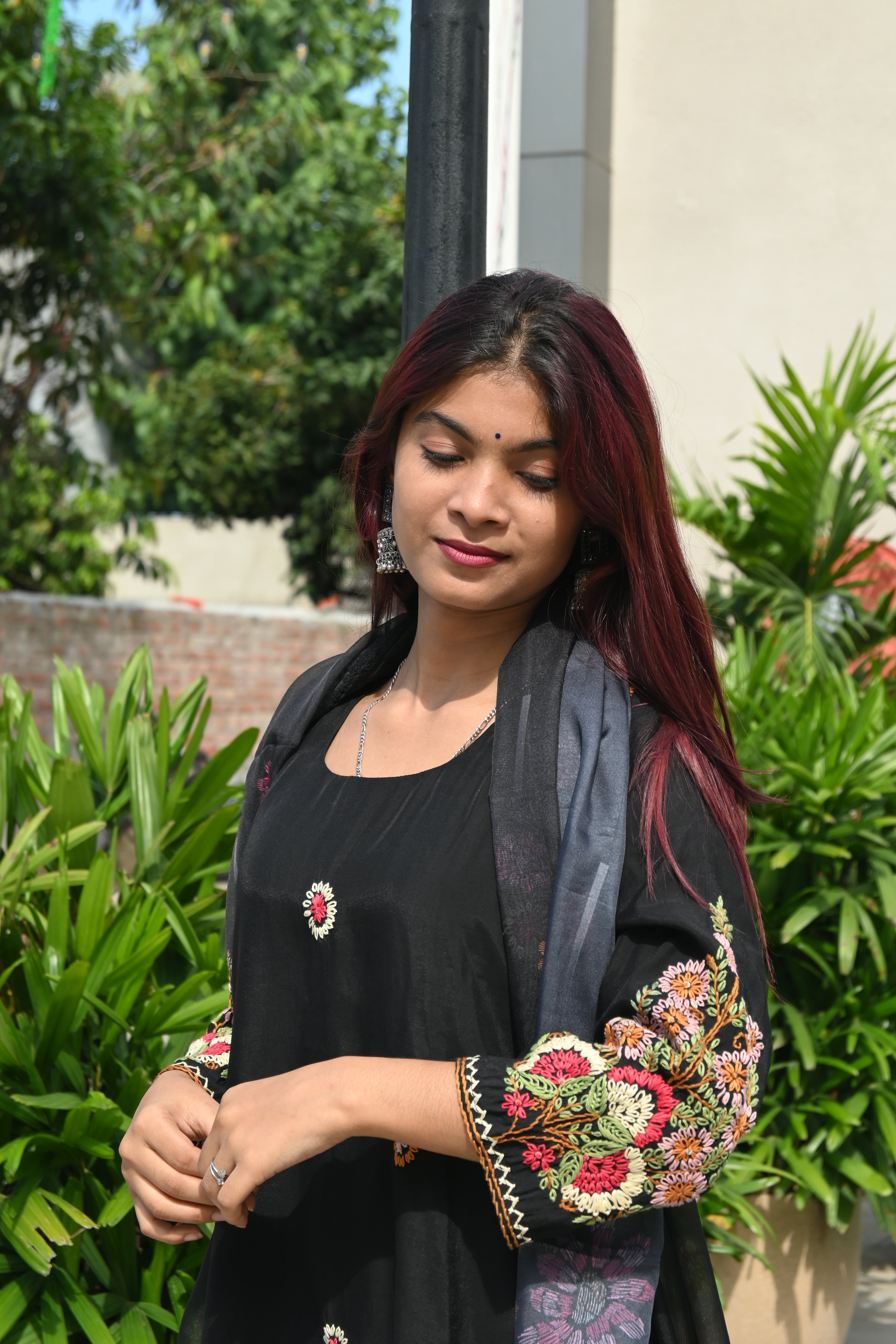 Noir Bloom Embroidered Kurta Set