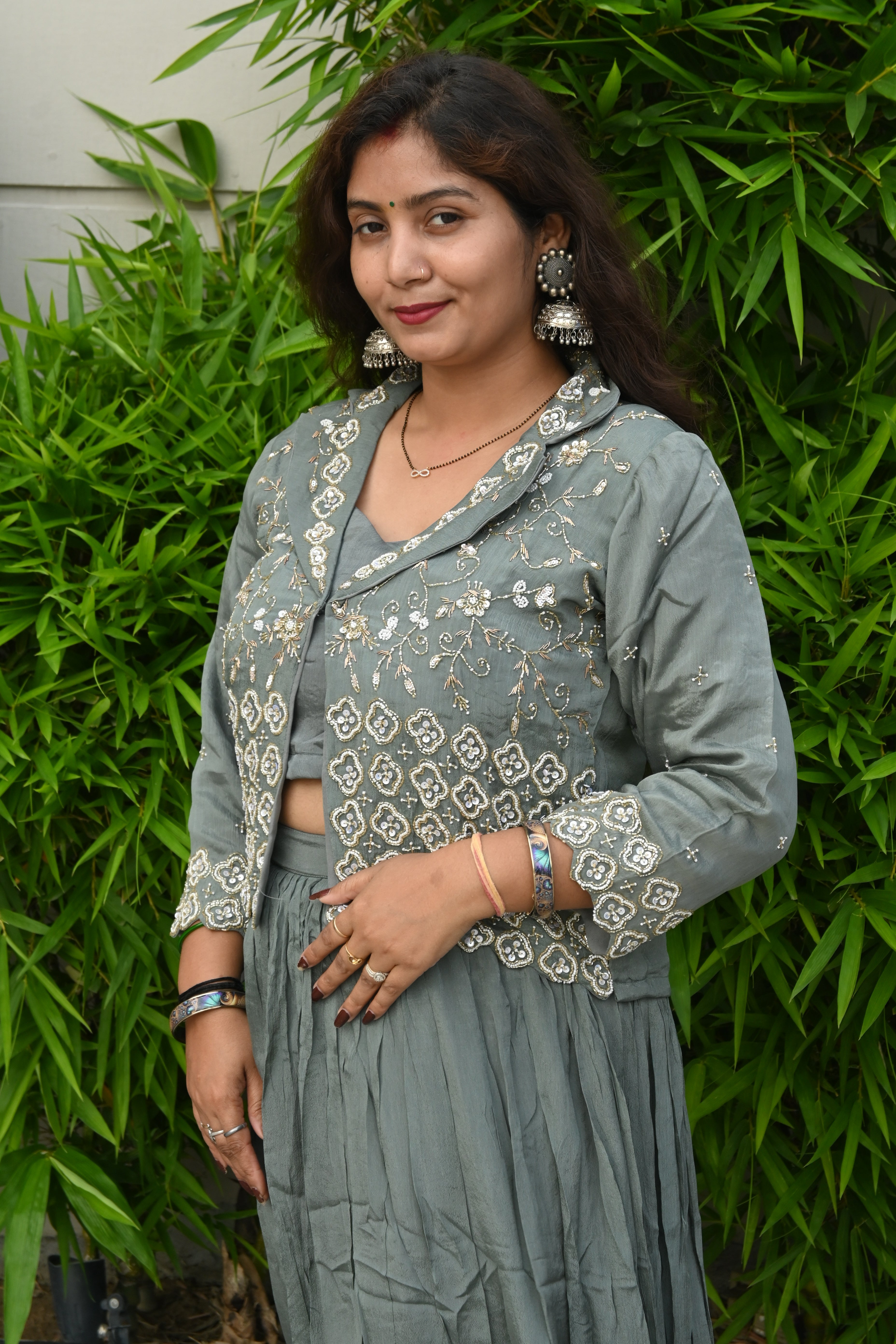 Embroidered Sage Green Ethnic Co-ord Set