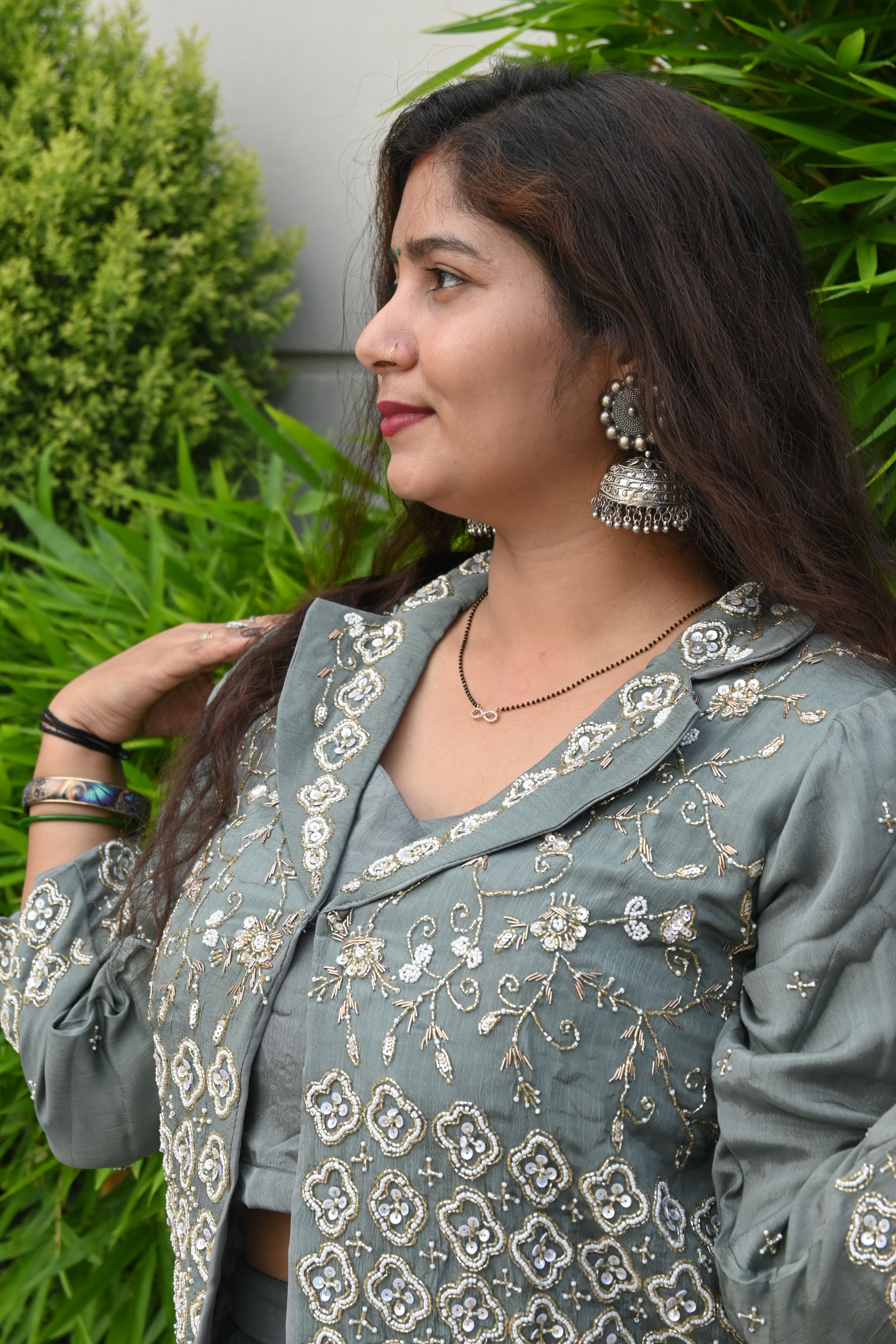 Embroidered Sage Green Ethnic Co-ord Set